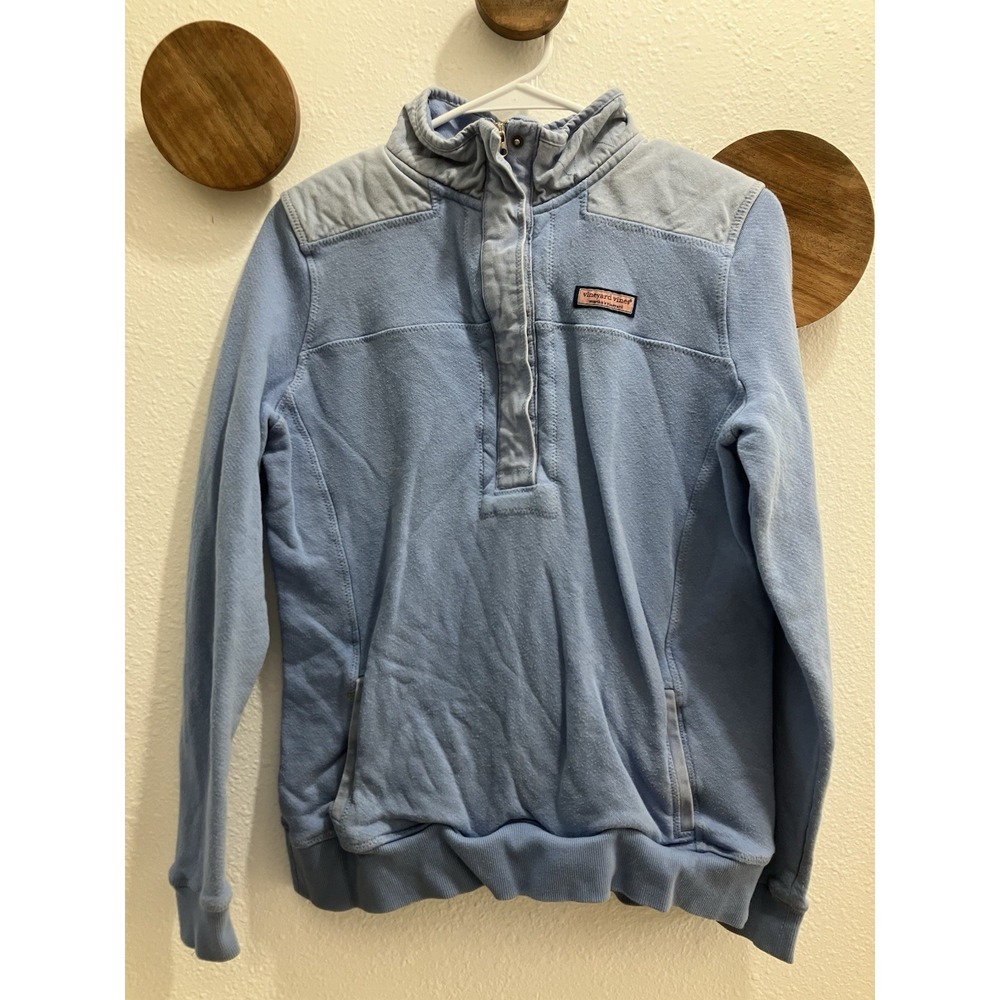 Vineyard Vines‎ Women's 1/4 Zip Sweater Cotton Size XS Light Blue